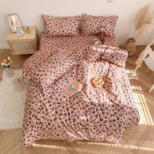 Juego de ropa de cama de leopardo rosa, Sábana plana con estampado europeo, colcha de princesa, funda de edredón, juego de cama de tamaño Queen, 4 Uds. 2024 - compra barato