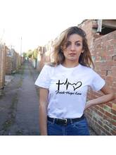 New Faith Hope Love Letters Print Summer T-Shirt for Women O-Neck Christian T Shirt Tops Women Tees Clothing Camisetas Mujer 2024 - buy cheap