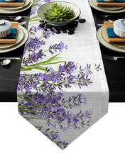 Corredor de mesa estampado de lavanda roxo, decoração moderna para casa, corredor de mesa para festa de casamento, decoração de casa 2024 - compre barato