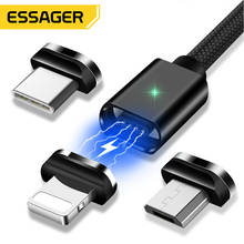Кабель Essager для быстрой зарядки USB Type-A-USB Type-C/Micro USB/Lightning, 3A, магнитный, в нейлоновой оплетке, 1-2 метра, 3 цвета 2024 - купить недорого