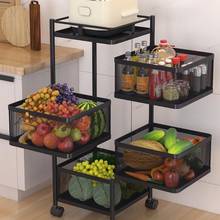 Metal Kitchen Shelf Circular Rotation Multi-layer Storage Rack Sundries Fruit Basket Shelf Supplies Kitchen Bathroom Organizer 2024 - buy cheap