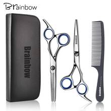 Brainbow 6 inch Cutting Thinning  Styling Tool Hair Scissors Stainless Steel Salon Hairdressing Shears Regular Flat Teeth Blades 2024 - buy cheap