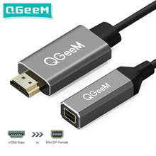 QGeeM HDMI Cable Compatible to Mini DisplayPort Converter Adapter Cable 4K x 2K HDMI to Mini DP Adaptor for HDMI Mini DP to HDMI 2024 - buy cheap