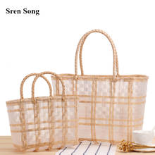 Women Handbags New Transparent Plastic Woven Bags Fashion Large Capacity Beach Bags Vegetable Basket Bag Pastoral Leisure Bags 2024 - buy cheap