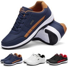 Men Business Casual Shoes PU Leather Running Shoes Fashion Lace Up Casual Sneakers Male Outdoor Walking Jogging Sports Shoes 2024 - buy cheap