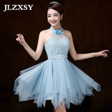 Jlzxsy vestido curto de primavera, sky blue, linha a, elegante, para festa de casamento, mini vestido slim 2024 - compre barato