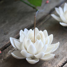 Criativo artesanal branco rosa porcelana lótus queimador de incenso casa chá decoração incenso vara titular ornamentos cerâmica
