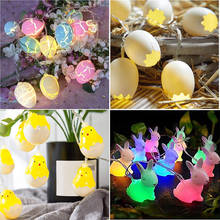 Luz decorativa de led em forma de ovo da páscoa, decoração com 10 enfeites, feliz páscoa, coelho, lanterna led, corda, casa, festa de feriado 2024 - compre barato
