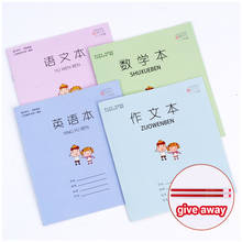 5 Books+2 Pencils English Chinese Math Composition Character Exercise Workbook Practice Writing Notebook PinYin Writing Book 2024 - buy cheap