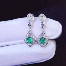 Natural High Quality Emerald Earrings S925 Pure Silver Fine Fashion Luxurious Charm Wedding Jewelry for Women MeiBaPJFS 2024 - buy cheap