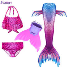 Kids Girls Mermaid Tail Swimming Dresses Little Mermaid Costume Cosplay Children Swimsuit Fantasy Beach Bikini With Monofin Fin 2024 - buy cheap