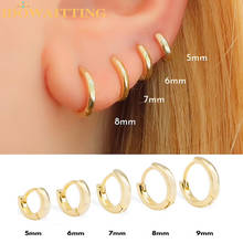 Pendientes de aro redondos de color dorado para mujer, aretes minimalistas, delicados, mini pendientes apilables pequeños, 5/6/7/8/9mm, novedad 2024 - compra barato