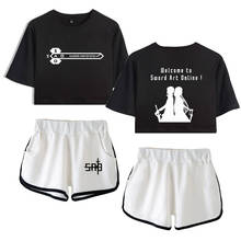 Anime Sword Art Online SAO Two Piece Set Short Sleeve Crop Top + Shorts Sweat Suits Women Tracksuit Two Piece Outfits Girl Sets 2024 - buy cheap