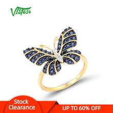 VISTOSO Pure 9K 375 Yellow Gold Rings For Women lab Created Sapphire White Topaz Butterfly Ring Anniversary Gifts Fine Jewelry 2024 - buy cheap
