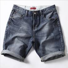 Shorts jeans masculino altura do joelho, estilo clássico, boa qualidade, novo verão, algodão, tamanho grande, tamanho 40 2024 - compre barato