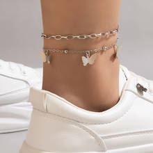 Tocona 4 tornozeleiras com borboleta, tendência para mulheres amuletos de ouro corrente de pé de liga de metal boêmio joias 14985 2024 - compre barato