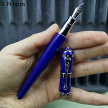 Fuliwen 2051 caneta tinteiro azul caneta de tinta de metal fresco fastion estilo m nib conversor caneta papelaria material de escritório presente escrita 2024 - compre barato