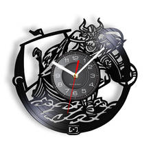 Скандинавские виниловые часы в стиле «Викинг один» и «гуннир», бесшумные кварцевые настенные часы, оружие, меч и экран, волшебные настенные часы 2024 - купить недорого
