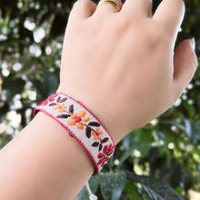 Charme tecido corda pulseira étnica flor padrão pulseira simples artesanal chique meninas amizade pulseira para homens 2024 - compre barato