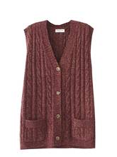 Casual Sweater Vest Women Cardigan Autumn Winter Loose Jumper V Neck Two Pocket Knitwear Female Twist Plus Size Tops XXL/4XL 2024 - купить недорого