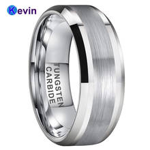 Men Women Classic Wedding Band Tungsten Couple Ring With Center Brush Bevel Edges Finish 6MM 8MM Comfort Fit 2024 - buy cheap