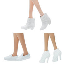 Босоножки на высоком каблуке 5 пар, модные белые сандалии на плоской подошве, аксессуары «сделай сам» для кукольного домика Барби, летняя одежда 2024 - купить недорого