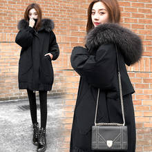 Tom Hagen Winter Coat and Jacket Women Fur Collar Long Coat Hooded Parka Black Warm Korean Fashion Duck Down Jacket 2024 - buy cheap