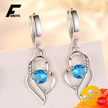 Fashion Earrings 925 Silver Jewelry Heart Shaped Cubic Zirconia Gemstone Drop Earrings for Women Wedding Engagement Accessories 2024 - buy cheap