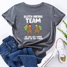 Sloth Hiking Team Hike-Camiseta para amantes de los animales, camisetas divertidas para mujer, camiseta estampada para mujer, camisetas de manga corta, Tops 2024 - compra barato