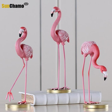 Высокое качество Большой размер Розовый фламинго Настольный рисунок Прекрасный домашний Декор подарок для девочек Фламинго мини скульптура статуя 2024 - купить недорого