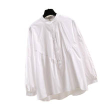 2020 verão novas mulheres de algodão camisas brancas soltas o-pescoço senhora do escritório camisas elegantes blusa outwear coat tops 2024 - compre barato