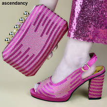 Italiana em mulheres sapatos italianos com conjunto de bolsas combinando decorados com strass sapatos femininos e conjunto de bolsa em itália 2024 - compre barato