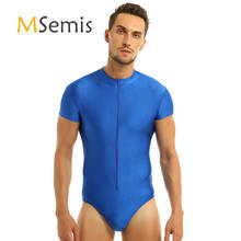 MSemis Mens Lingerie Bodysuit High Cut Bodystock Thong Leotard Front Zipper Stretch Gymnastics Ballet Dance Swimmsuit Undershirt 2024 - buy cheap