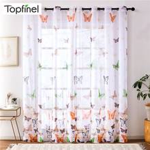 Topfinel Butterfly Sheer Curtains For Living Room Bedroom Colorful Voile Tulles Blinds Kitchen Window Treatments Panel Drapes 2024 - buy cheap