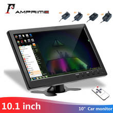 Монитор AMPrime для автомобиля, цифровой цветной ЖК-экран 10,1 дюйма 1024x600 для дома, монитор для парковки задним ходом с VGA/видео/аудио 2024 - купить недорого
