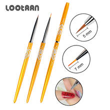 Lootaan 1 Pc 5 mm/7 mm Nail Art Painting Pen Brush Nail Liner Line Drawing Flower Brushes Manicure Art Tool Metal Handle Brushes 2024 - buy cheap