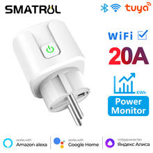 SMATRUL 20A Tuya WiFi EU Smart Plug Outlet 220V Power Monitor Wireless Socket Remote Timer Control For Google Home Alexa 2024 - buy cheap