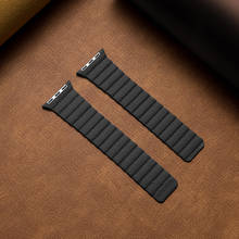 Магнитная кожаная Петля для Apple Watch band 45 мм 41 мм 44 мм 40 мм 38 мм 42 мм, браслет для наручных часов correa iWatch series SE 7 5 4 3 6 2024 - купить недорого