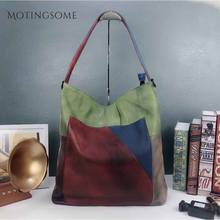 Vintage Style Genuine Leather Women Tote Bag Cowhide Handbag Patchwork Shopper Bag Fashion Bag Ladies Luxury Desgin Bag 2021 New 2024 - buy cheap