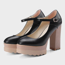 LIHUAMAO-zapatos Mary Jane para mujer, calzado de tacón alto con plataforma y punta redonda, con correa en el tobillo, para trabajo, fiesta, boda 2024 - compra barato