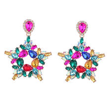 New Fashion Shiny Rhinestone Star Pendant Dangle Earrings Jewelry For Women Party Dress Statement Earrings Accessories Hot Sale 2024 - buy cheap