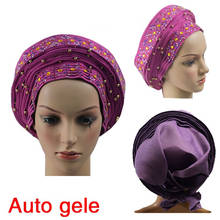 HIgh quality Aso Oke Gele Headtie Nigerian Traditional wedding Use Beads 017 Auto Gele 2024 - buy cheap