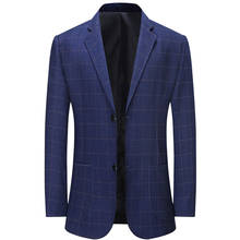 Plaid Blazers Coat Male Formal Slim Fit Leisure Office Party Man Business Casual  Wear Suit Jacket 2024 - buy cheap