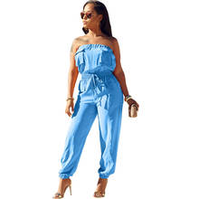 Casual Strapless Jumpsuit Women Romper Summer 2022 Sexy Sleeveless Off Shoulder Romper Pocket High Waist Party Overalls Female 2024 - buy cheap