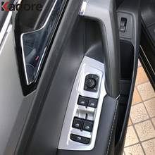 Reposabrazos de fibra de carbono para puerta Interior, Panel de interruptor de ventana, moldura de cubierta de marco, accesorios para VW, Volkswagen Tiguan 2017 2018 2019 2024 - compra barato