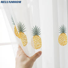 Yellow Embroidered Pineapple Sheer Mesh Curtains for Kid Bedroom Modern Tulle Yarn for Living Room Kitchen Window Treatments 2024 - buy cheap