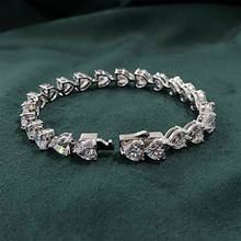 Jewepisode 100% 925 Sterling Silver Heart Cut High Carbon Diamond Gemstone Charm Bracelets Wedding Fine Jewelry Bracelet Bangle 2024 - buy cheap