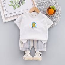 Camiseta de algodón con cuello redondo para bebé, pantalones cortos deportivos, 2 unidades por juego, chándales de moda para niño pequeño 2024 - compra barato
