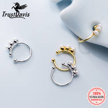 Trustdavis-pendientes brillantes para mujer y niña, aretes de Clip para oreja de 100% Plata de Ley 925, joyería para Piercing, DT23 2024 - compra barato