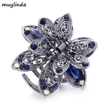 Vintage Flower Crystal Hair Claws Clip Rhinestone Hairpin Hair Jewelry Charm Hair Accessories For Women 2024 - buy cheap